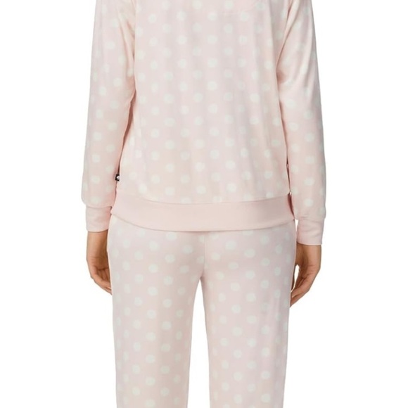 Kate Spade New York Stretch Velour Long Sleeve Joggers Set Pastry Pink Dot Sz XL - Picture 10 of 13